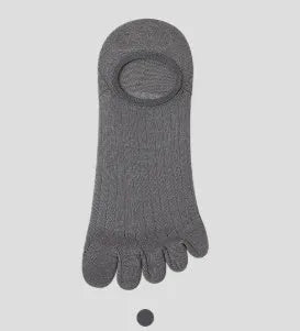 Modal cotton five-finger ultra-thin boat socks in black, white, khaki, light grey, and dark grey