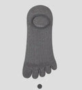 Modal cotton five-finger ultra-thin boat socks in black, white, khaki, light grey, and dark grey