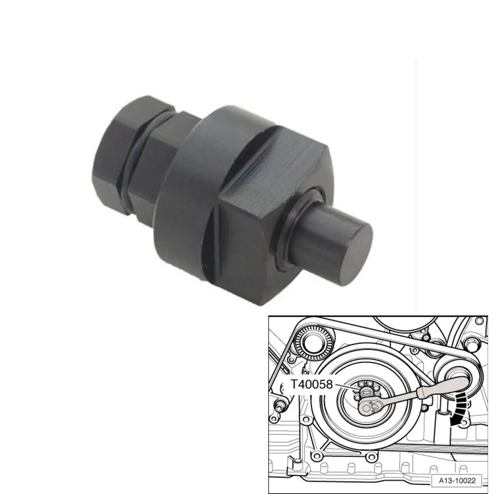Aodi T40058 metal crankshaft rotating sleeve timing tool with adapter.