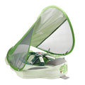 Green dinosaur inflatable baby swimming ring with sun shade for pool use