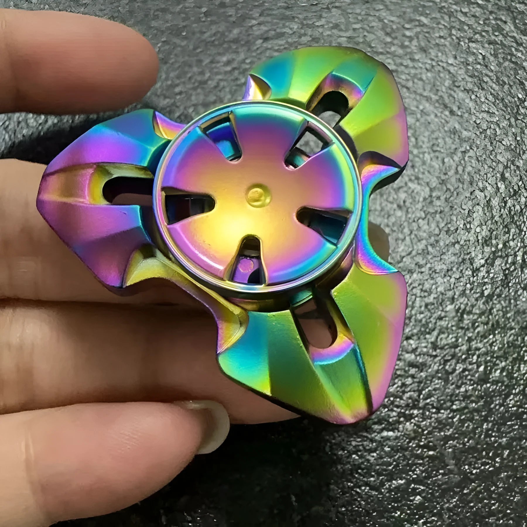 Alloy rotating fingertip gyro decompression toy in gun colour and colourful options for adult stress relief