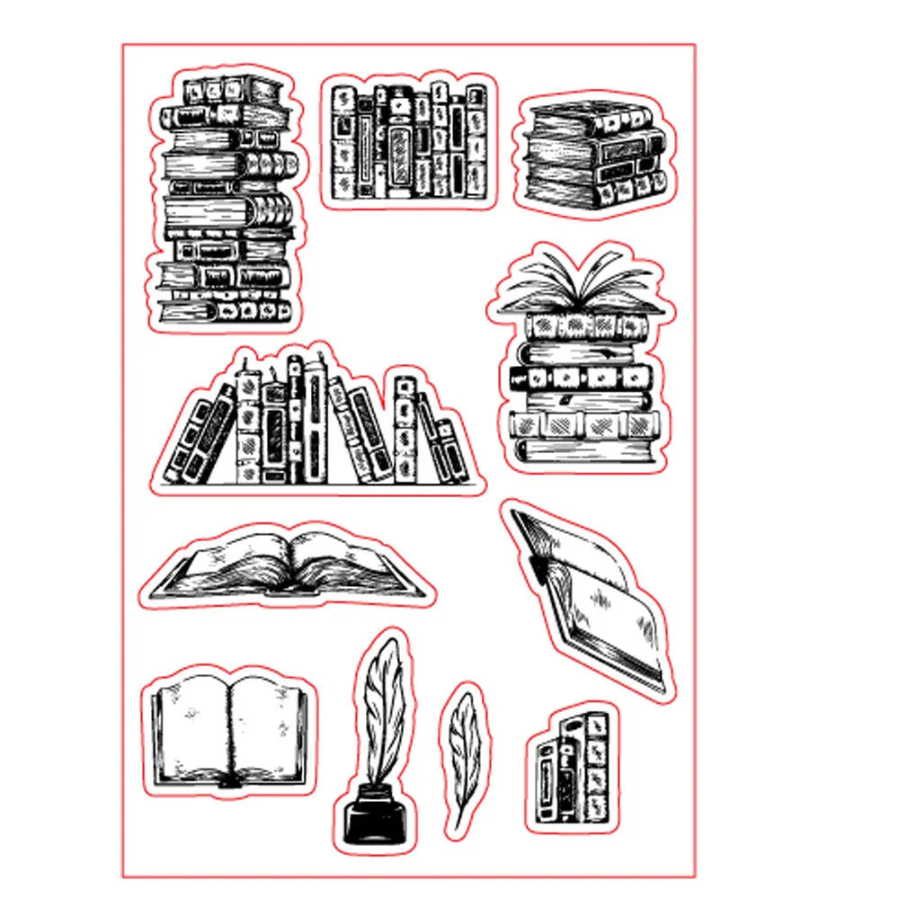 Transparent silicone stamp with seal pattern, dimensions 11cm by 16cm, on a white background.