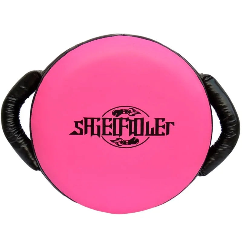 Boxing training shield target handheld PU punching pad in fluorescent green for speed and reflex drills