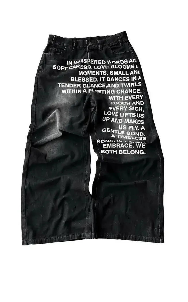 Men's loose wide-leg straight trousers in cotton fabric, shown in black and blue colour options