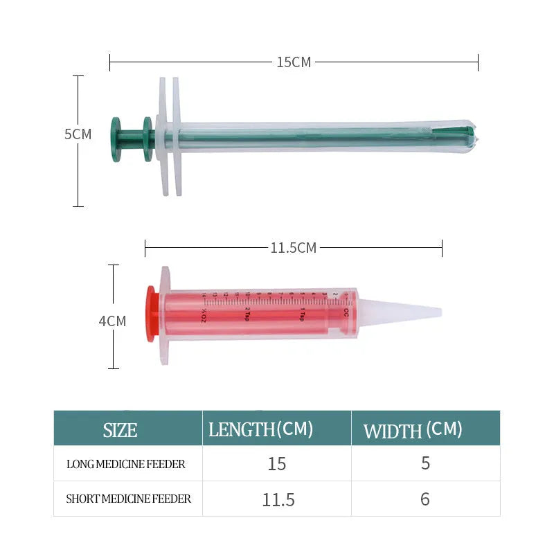 Two reusable pet pill shooter syringes with soft silicone tips, for tablets and capsules