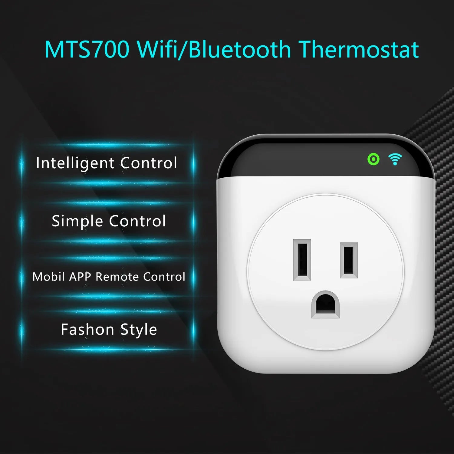 White Tuya smart temperature control switch socket with US 3-pin outlet and separate temperature sensor probe.