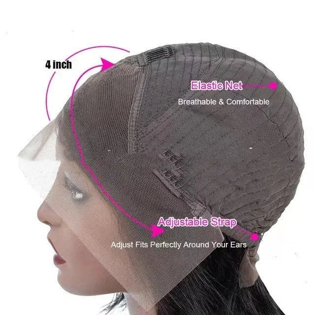 Real human hair lace front wig with transparent 4x4 lace, shown in a Star Fashion style.