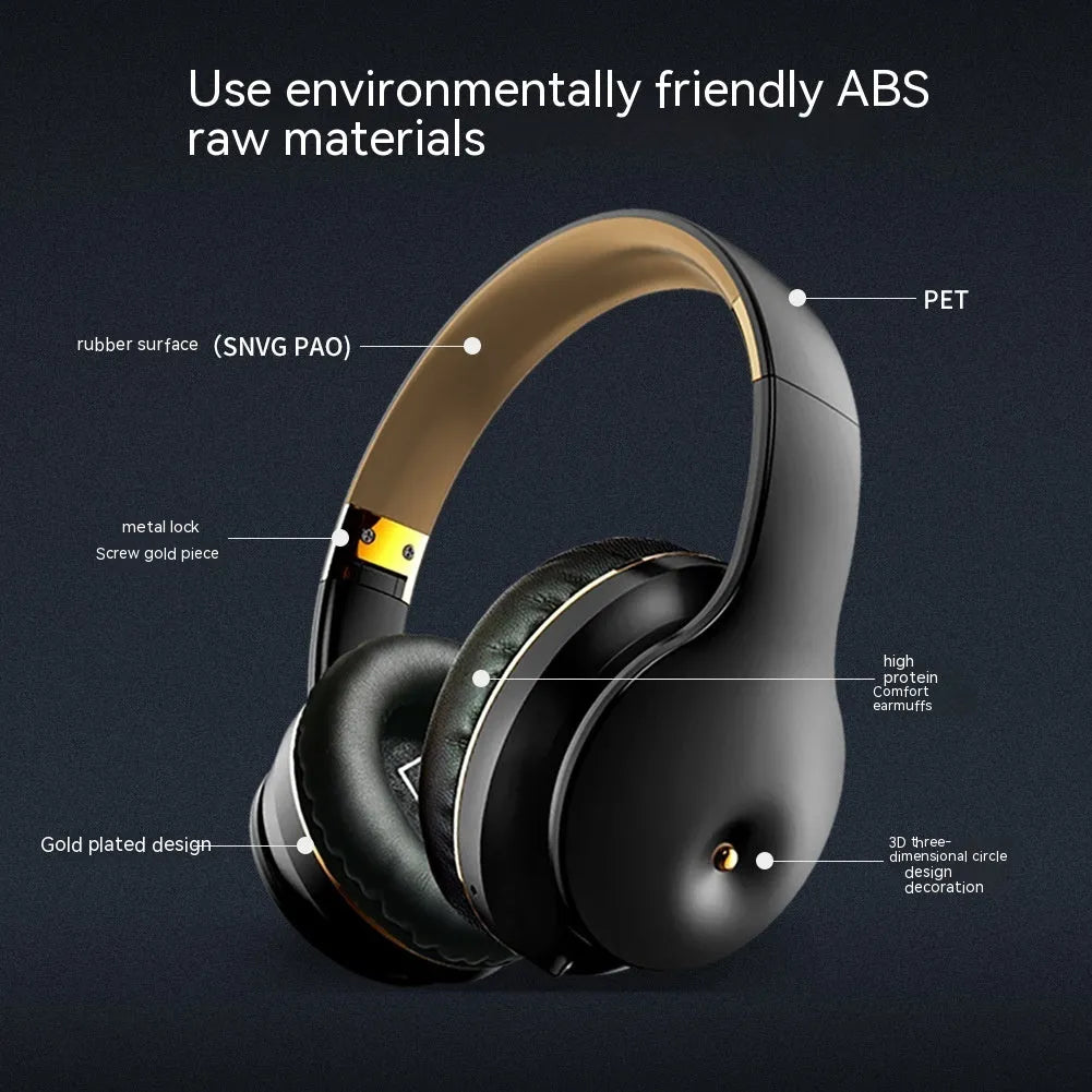 Wireless Bluetooth headset sports running headworn in gold with battery display and NFC