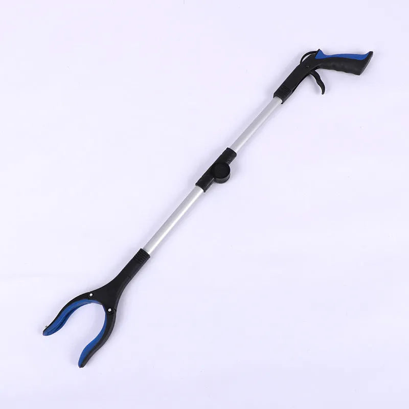 Foldable aluminium garbage clamp extended to 80cm with magnet sucker attachment and blue handle