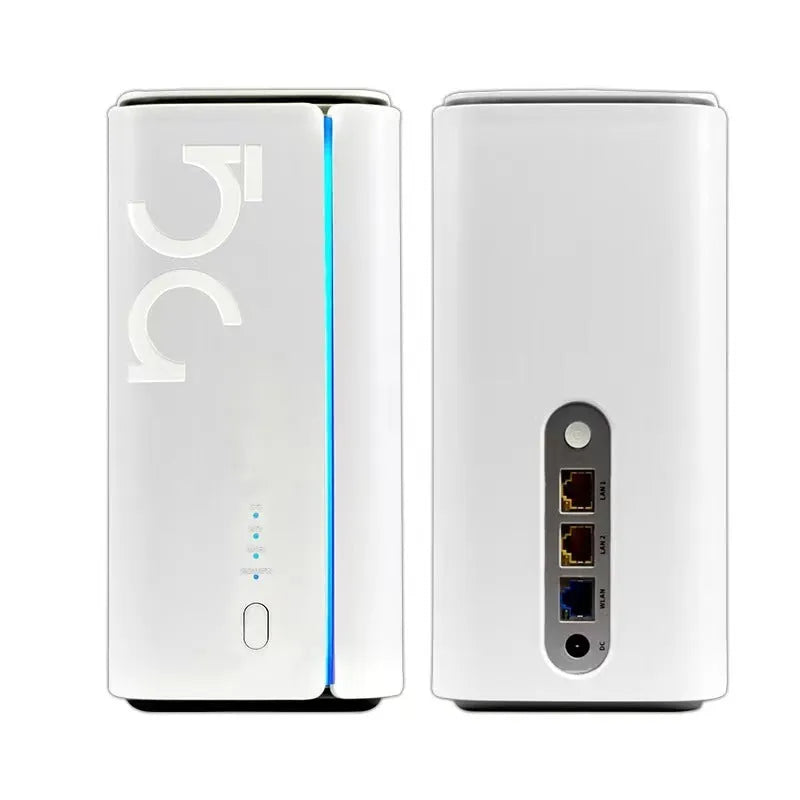 Compact 4G CPE wireless router with data cable and manual, showing small 51x30x5mm size.
