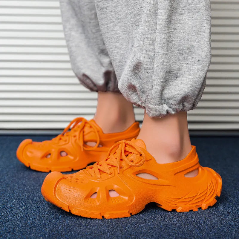 Men's lace-up sports sandals in multiple colours with EVA construction and round toe design