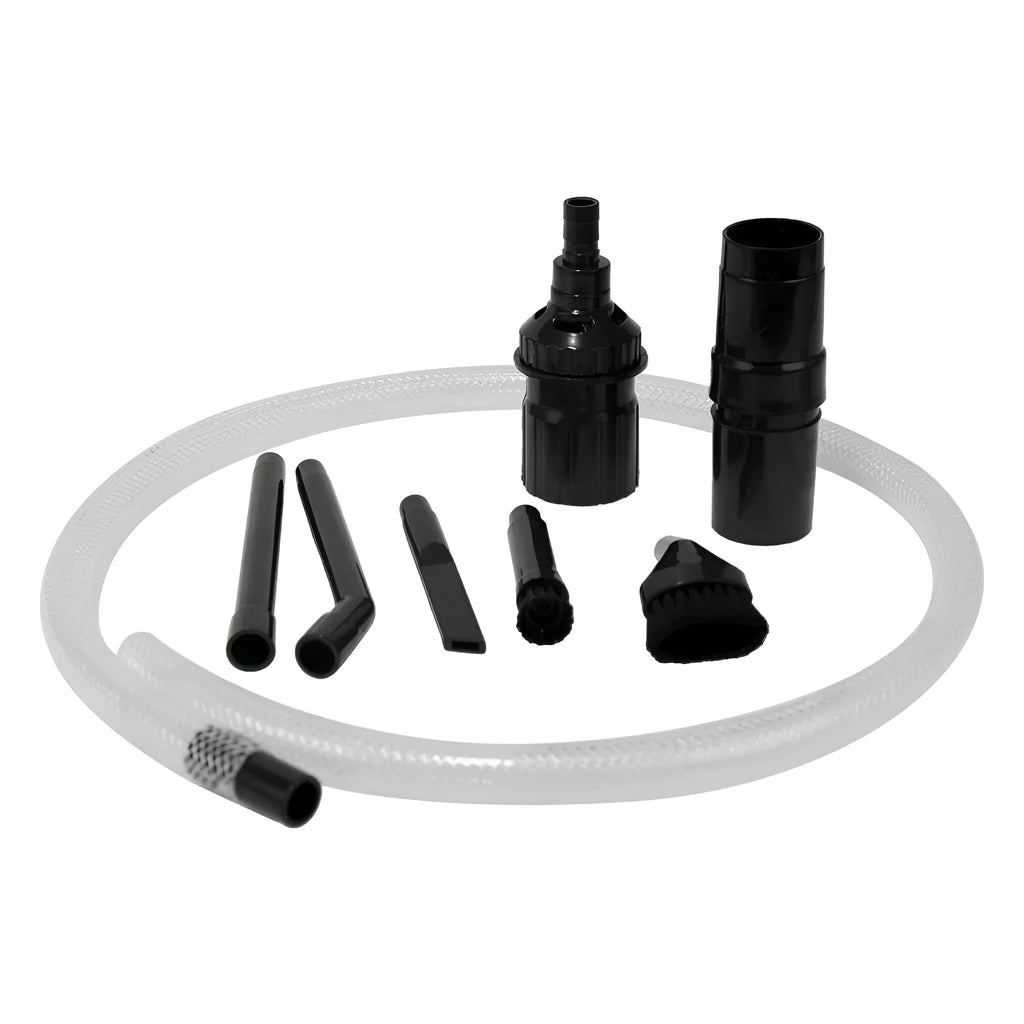 Boxed set of eight small vacuum cleaner suction head attachments for detailed cleaning.