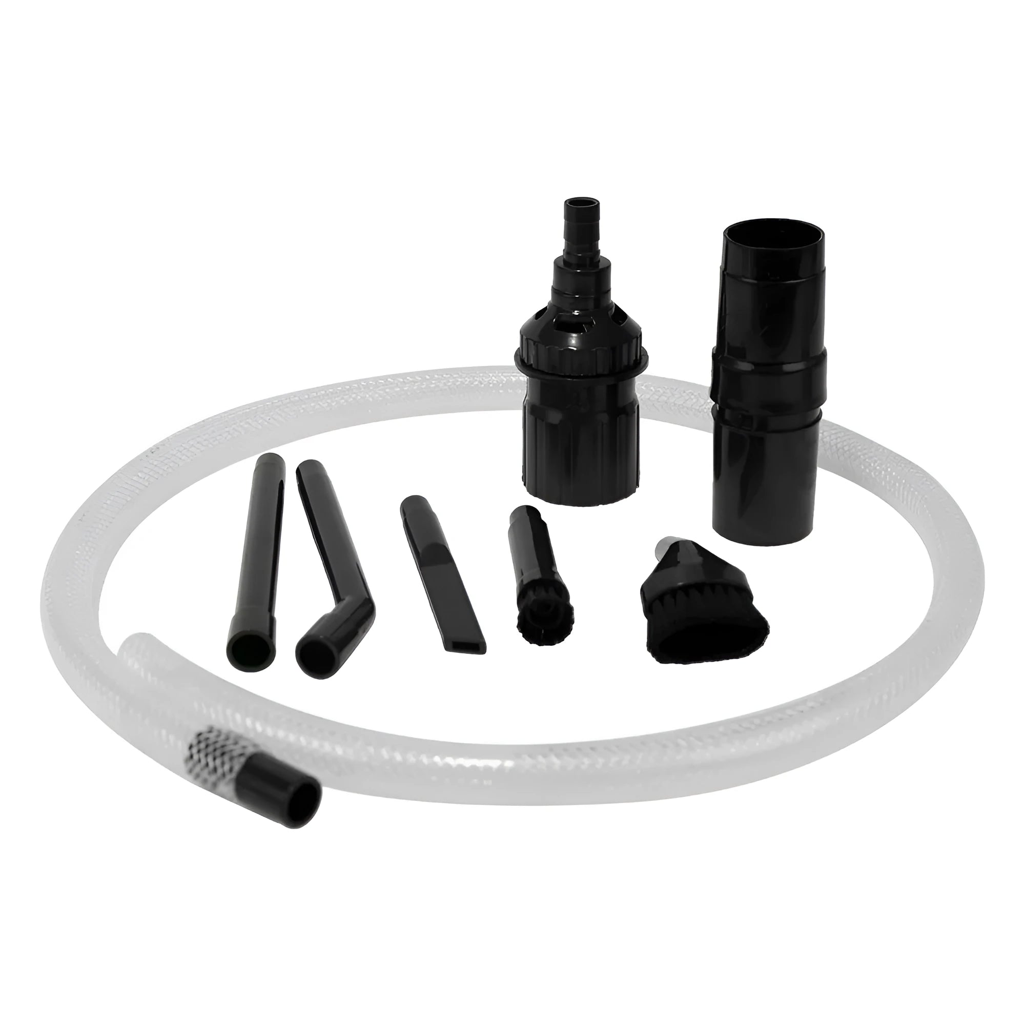 Boxed set of eight small vacuum cleaner suction head attachments for detailed cleaning.