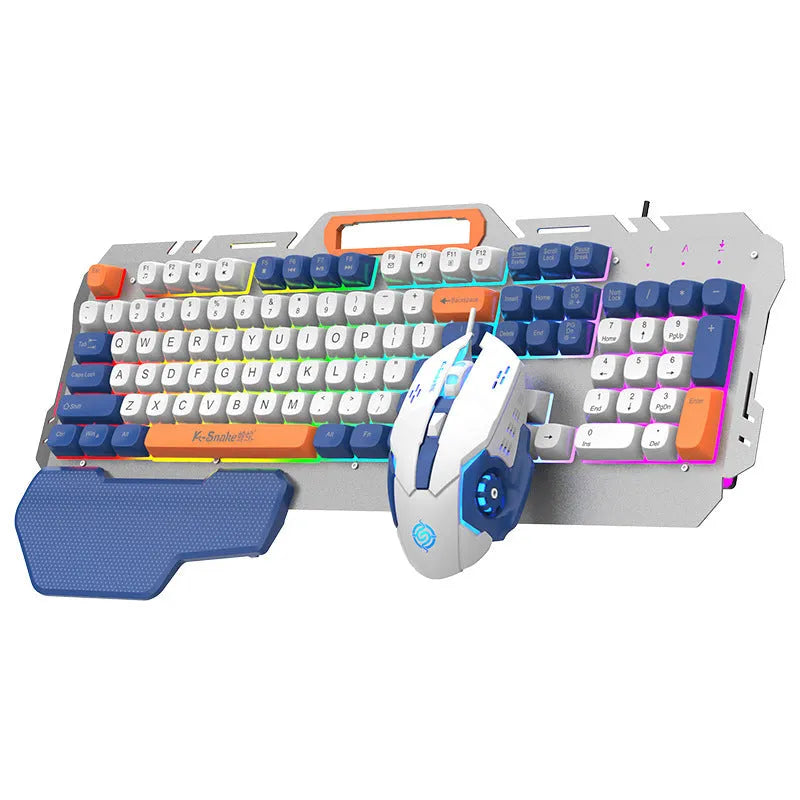 Wired gaming keyboard mouse combo set with backlight in blue and grey colour options
