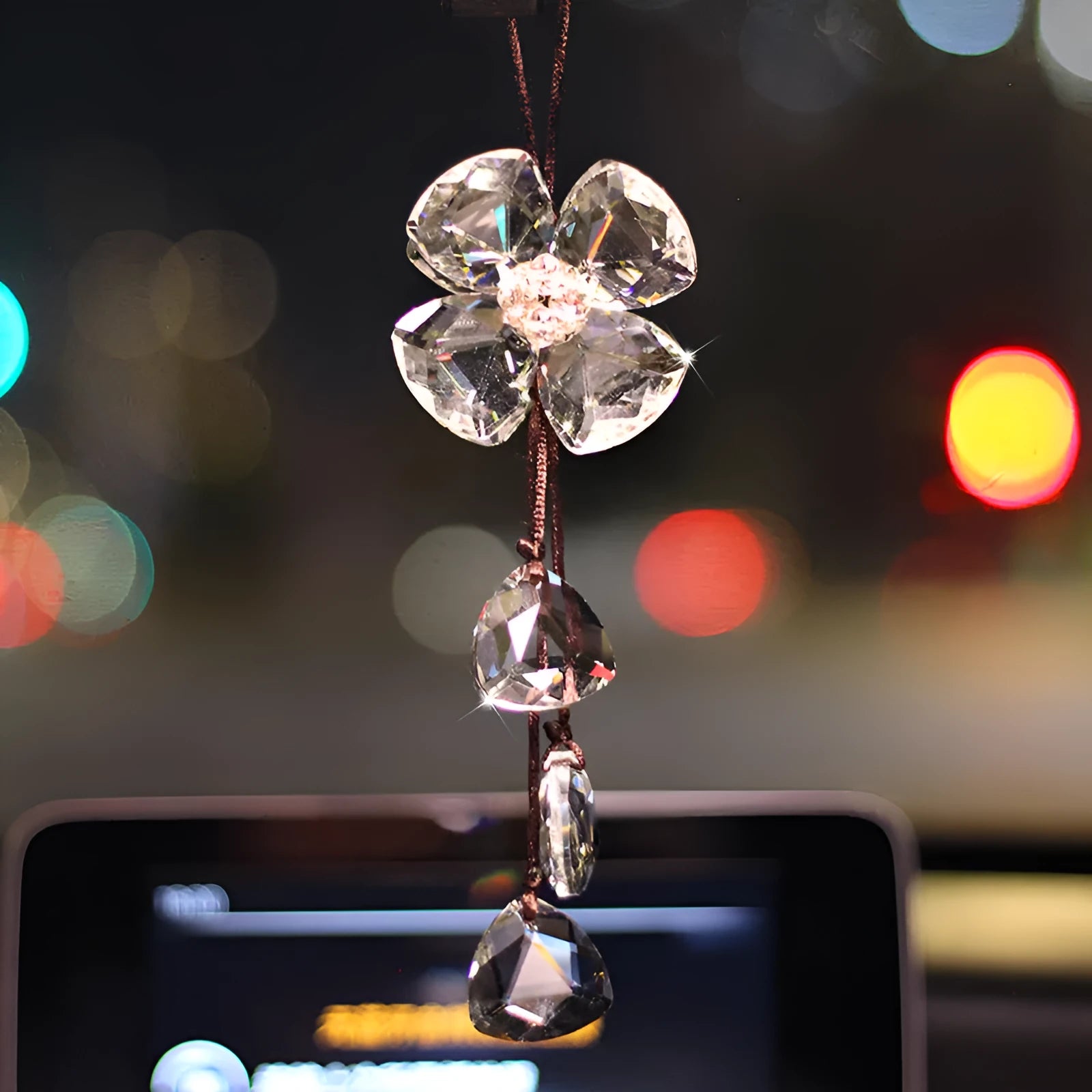 Crystal four leaf grass car pendant hanging chain decoration 20cm size