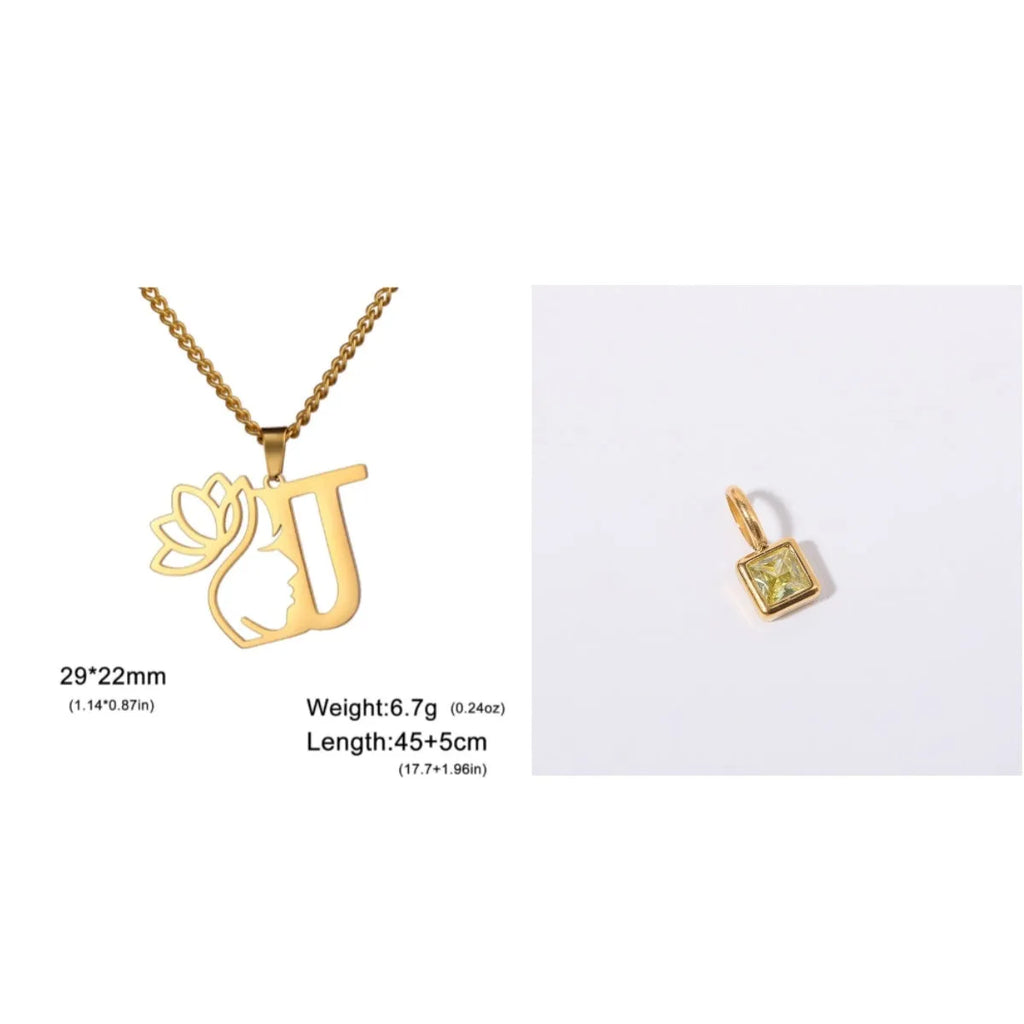 Stainless steel fashion necklace with cross chain and single pendant in gold or steel colour