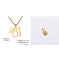 Stainless steel fashion necklace with cross chain and single pendant in gold or steel colour