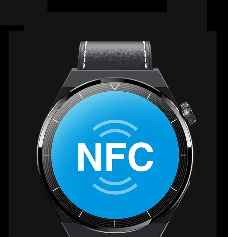 Black and silver Android smart watch with round screen on a silicone band