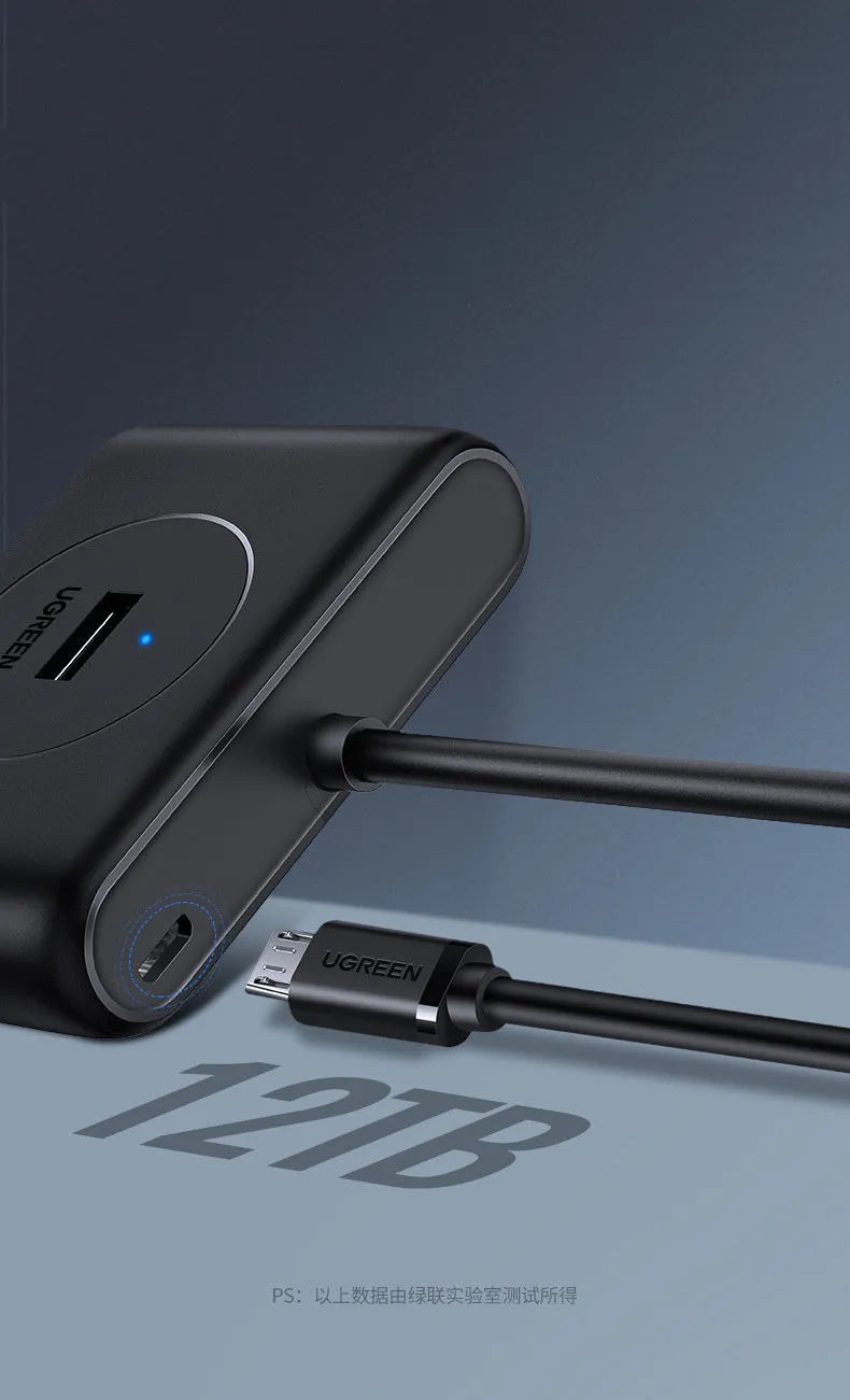 Black USB 3.0 extender adapter set with USB extension hub showing multiple cable length options