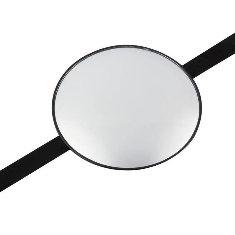 Black baby car rearview mirror with adjustable strap for viewing children in reverse-facing seats