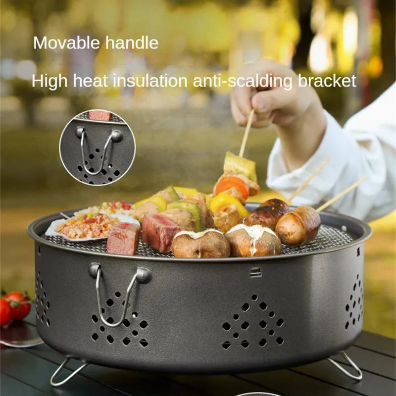 Portable stainless steel charcoal barbecue grill with detachable design for outdoor cooking