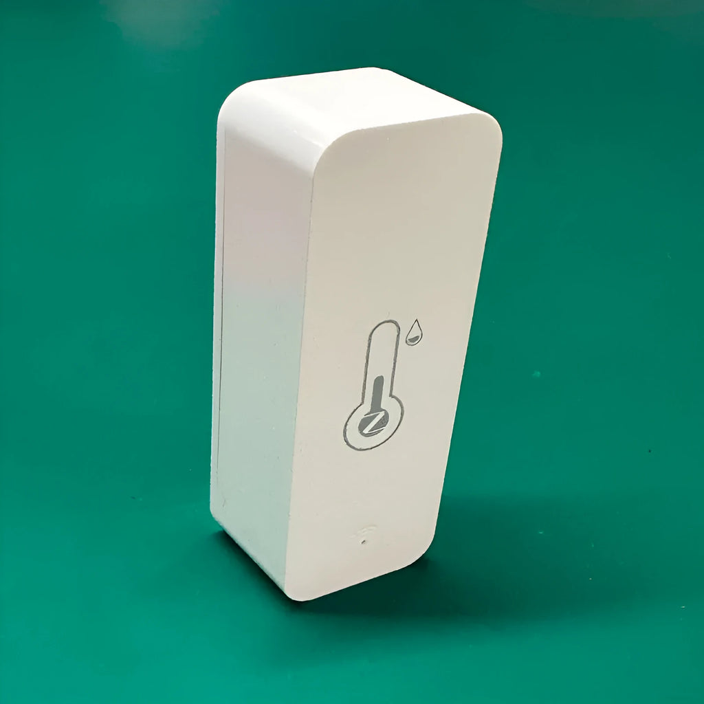 WiFi Zigbee temperature and humidity sensor with ABS plastic housing measuring 72x25x20mm