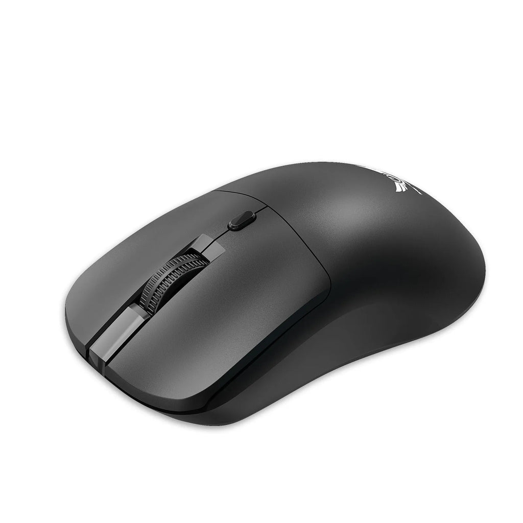 Black wireless mouse with three DPI settings and audio control button for laptop use