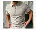 Men's casual short sleeve polo shirt with digital print in navy blue colour