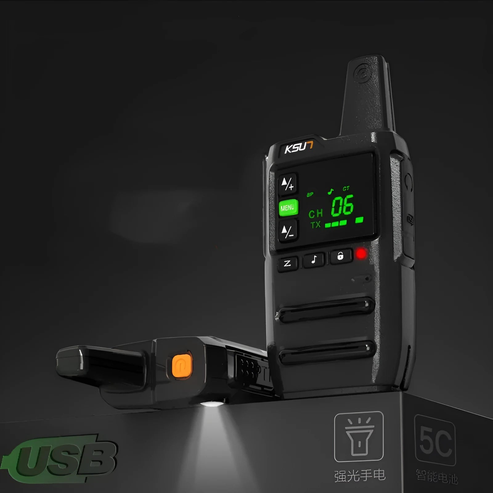 KSU7 civil high-power walkie-talkie with 5W output and 400-470MHz frequency range, compact handheld device
