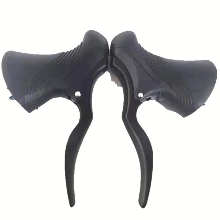 Aluminium alloy road bicycle brake handle for 22.2mm and 23.8mm handlebars in black or black silver finish