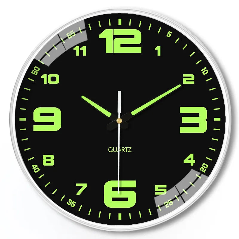 20cm modern wall clock with luminous numbers in plastic construction