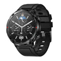 T30 Smart Watch in black on a wrist, showing its IPS touchscreen display and silicone strap.