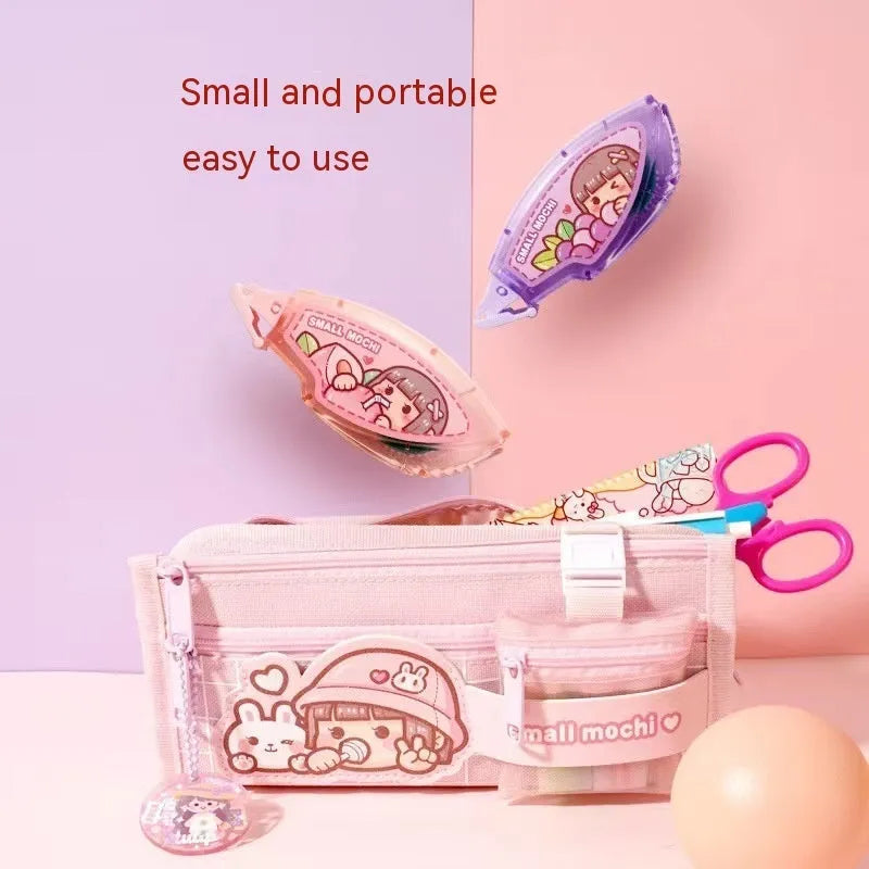 Dotting glue in fruit juice colours including peach, lemon, blueberry, butter, and grape on card packaging