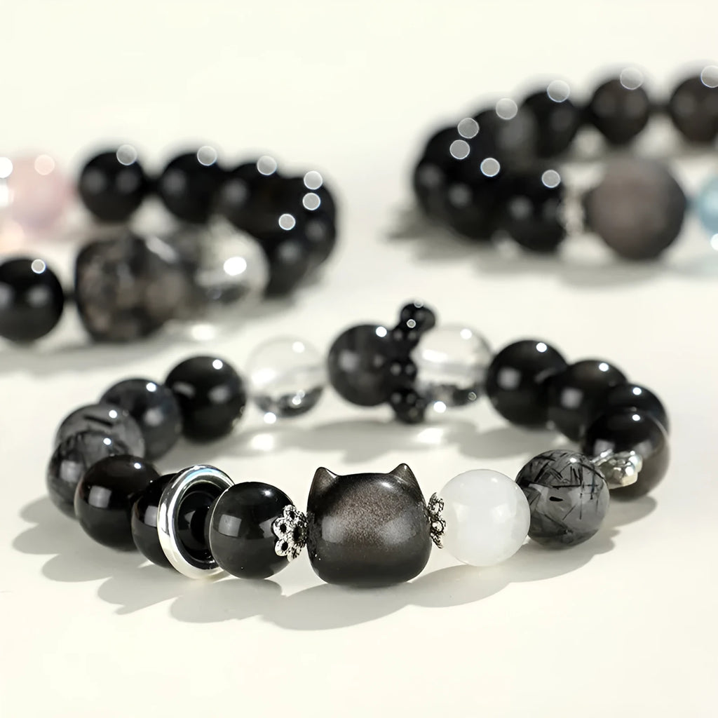 Silver Stone crystal beaded bracelet with electroplated finish and mixed crystal elements