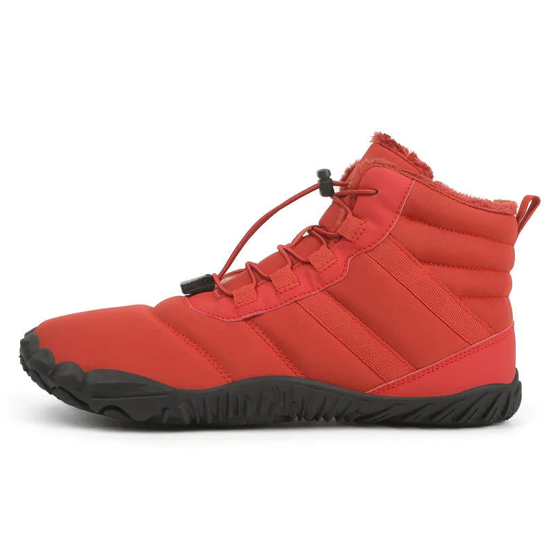 Couple fleece-lined hiking shoes with rubber sole in beige, black and gray colour options