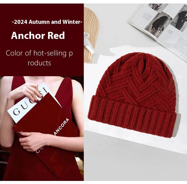 Wool knitted dome crown winter hat with totem design in various colours