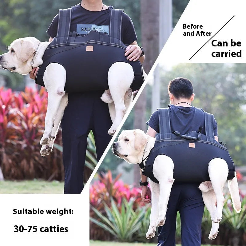 Black Oxford cloth dog backpack carrier for medium and large pets in XL size