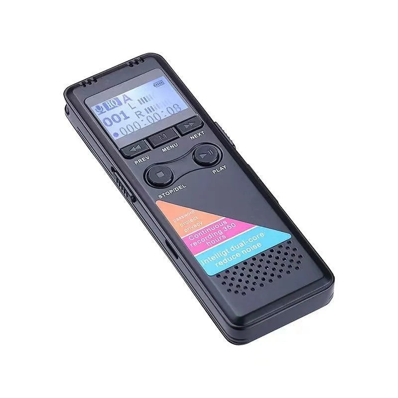Black HD noise reduction digital recording pen with zinc alloy shell and 32GB capacity on a dark background