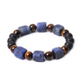 Square volcanic stone and amethyst crystal bracelet with geometric 8mm beads in multiple colour options