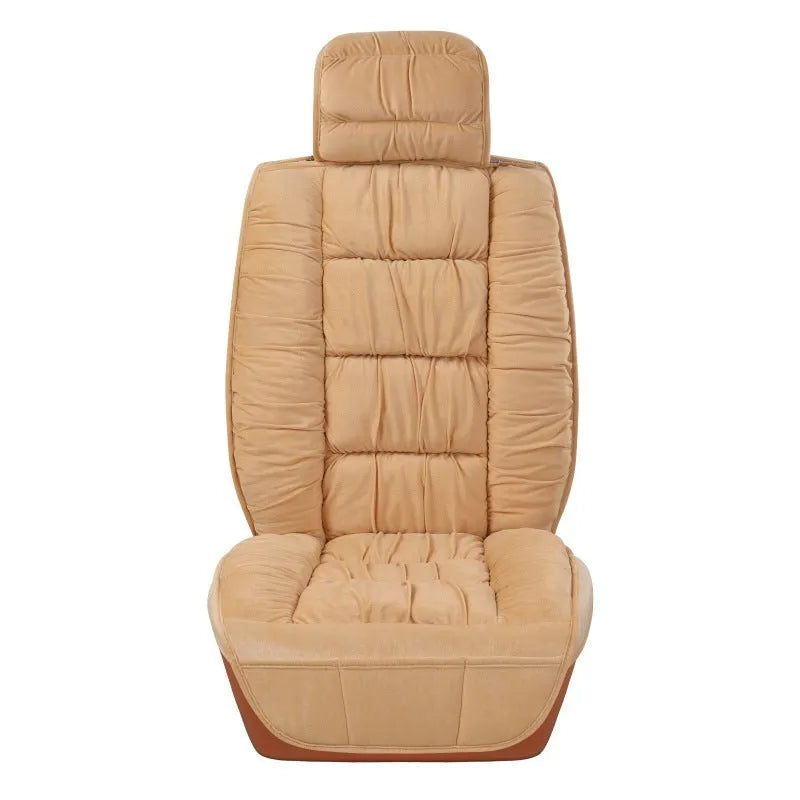 Winter short plush car seat cushion with wool cotton filler and polyester surface in various colour options