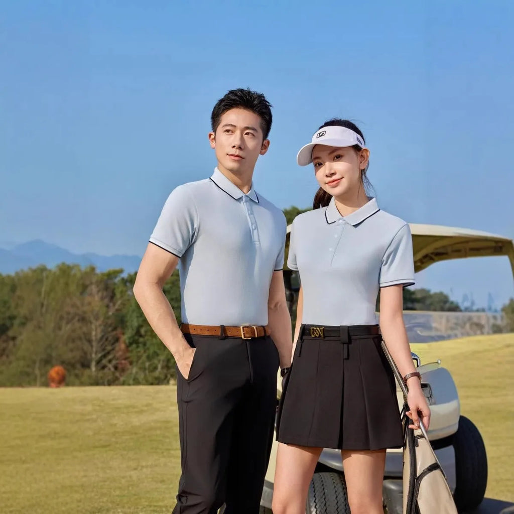 Man wearing a pure cotton short sleeve polo shirt with a lapel collar in army green colour.