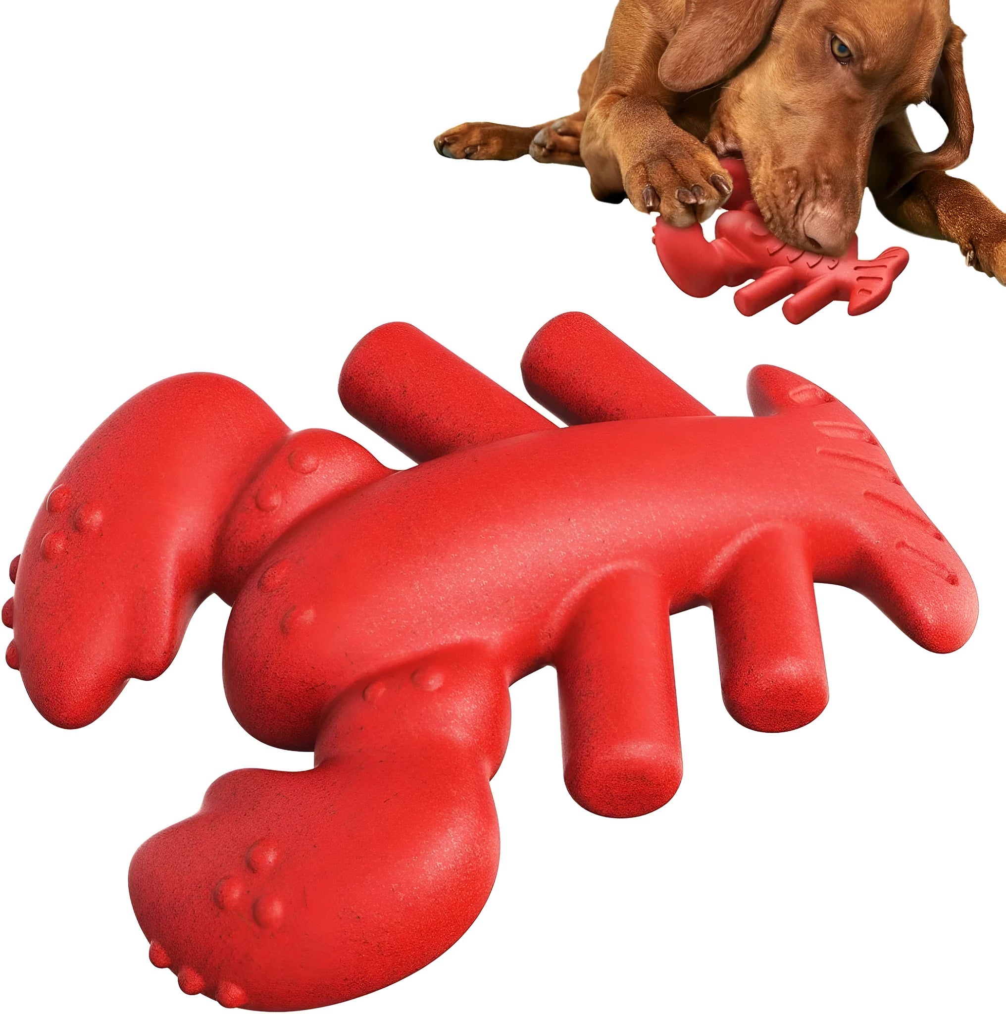 Red large hard-wearing dog chew toy for aggressive chewers and big dogs on a white background.