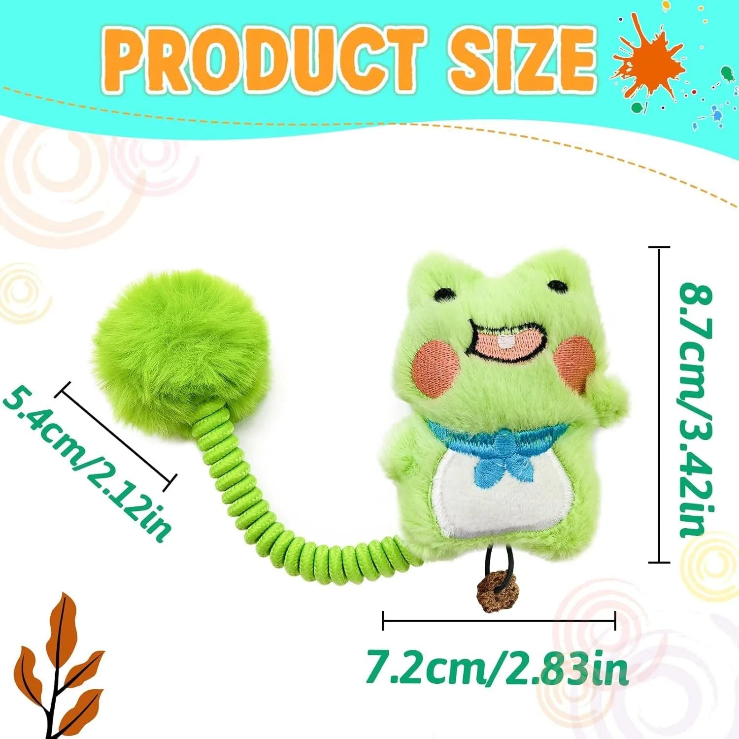 Plush cat toy with silvervine fruit, spring, and fuzzy ball for kitten teething and interactive play