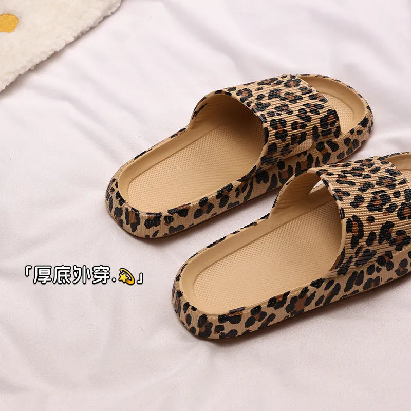 Women's leopard print EVA slippers with thick sole in multiple animal print colour options