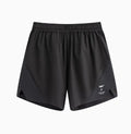 Four-point running shorts with laser punching stitching in black or blue colours showing stretch fabric construction