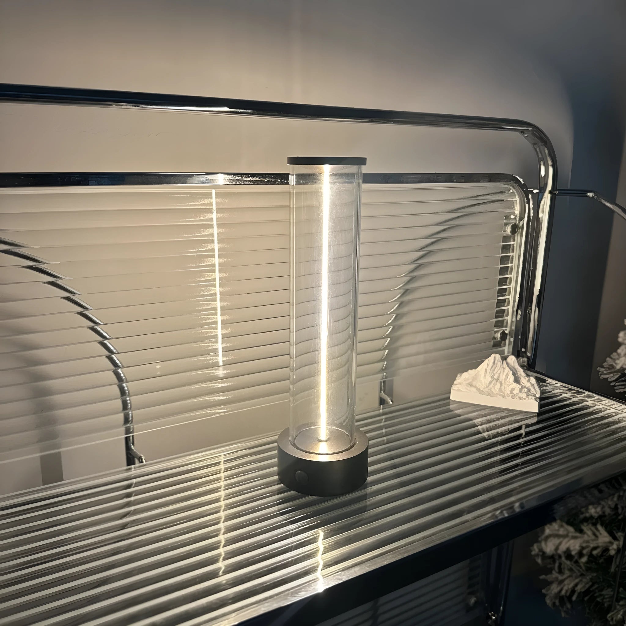 Modern glass LED light strip with magnetic back and USB charging cable