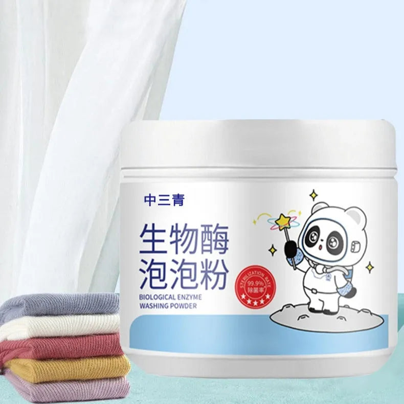 Bottle of biological enzyme active oxygen bubble powder laundry detergent.
