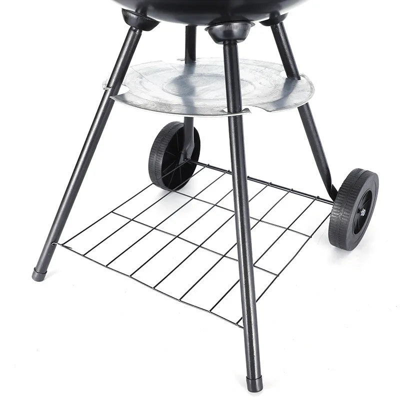 Portable 14-inch iron barbecue grill with minimalist apple stove design.