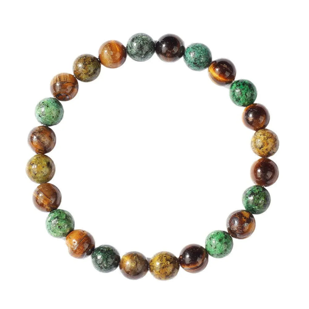 Handmade Tigereye stone fortune bracelet with antique style floral carving measuring 18mm
