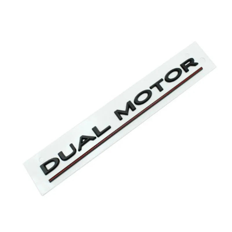 Tesla Model 3 Performance bumper sticker in ABS plastic, 19 cm by 3 cm, showing matte black colour option.